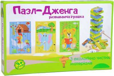 Фото - Дерев'яна розвиваюча іграшка Пазл-Дженга Strateg українською мовою (30979)