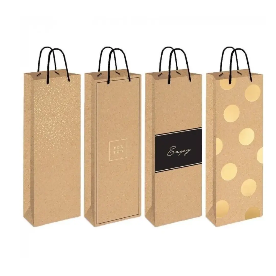 Пакет паперовий на бутилку KRAFT 13x36x8 асорті 150g