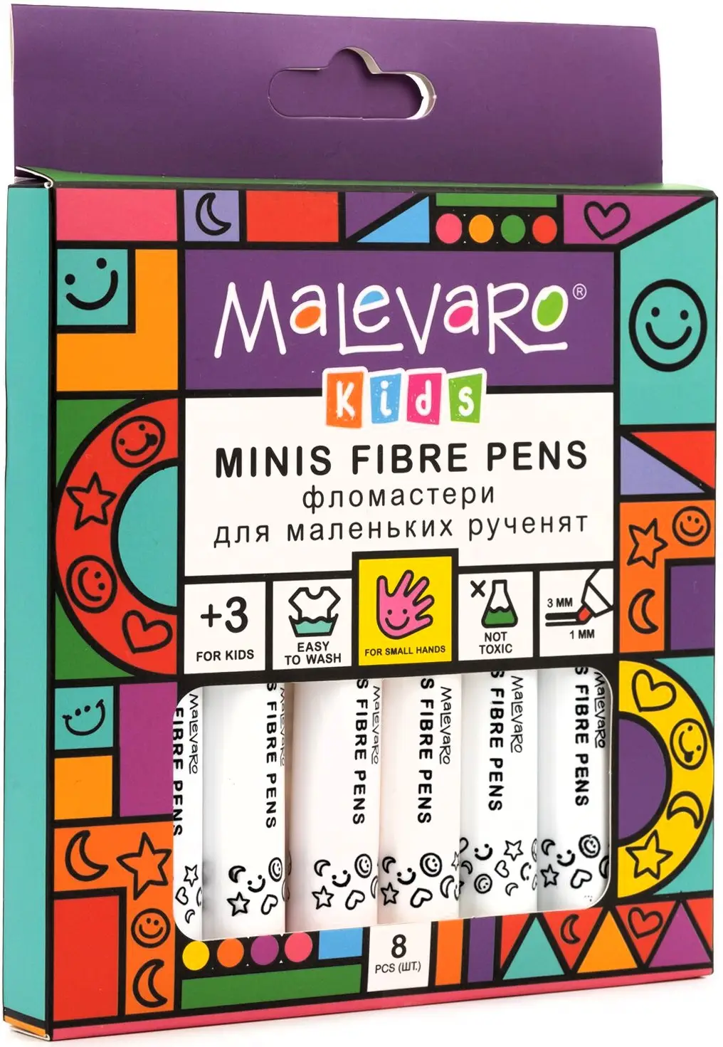 Фломастери MINI 8 кольорів, MALEVARO