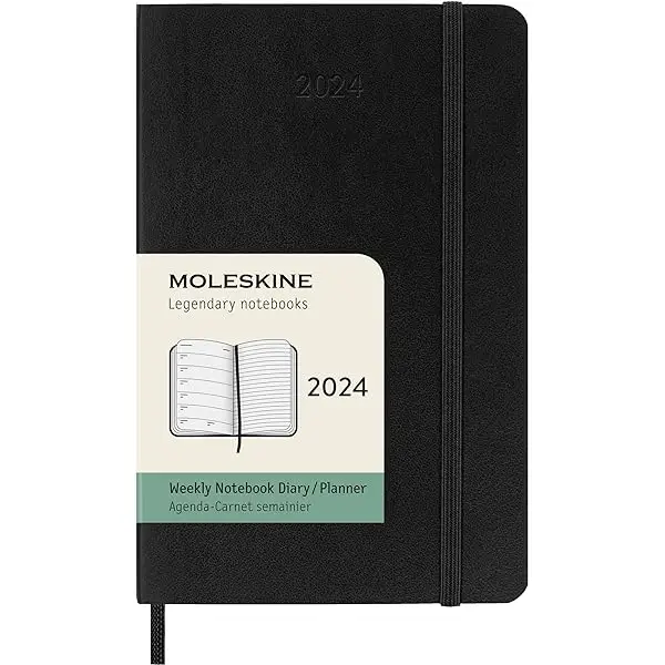 Щотижневик Moleskine 2024 середній / Чорний М'який