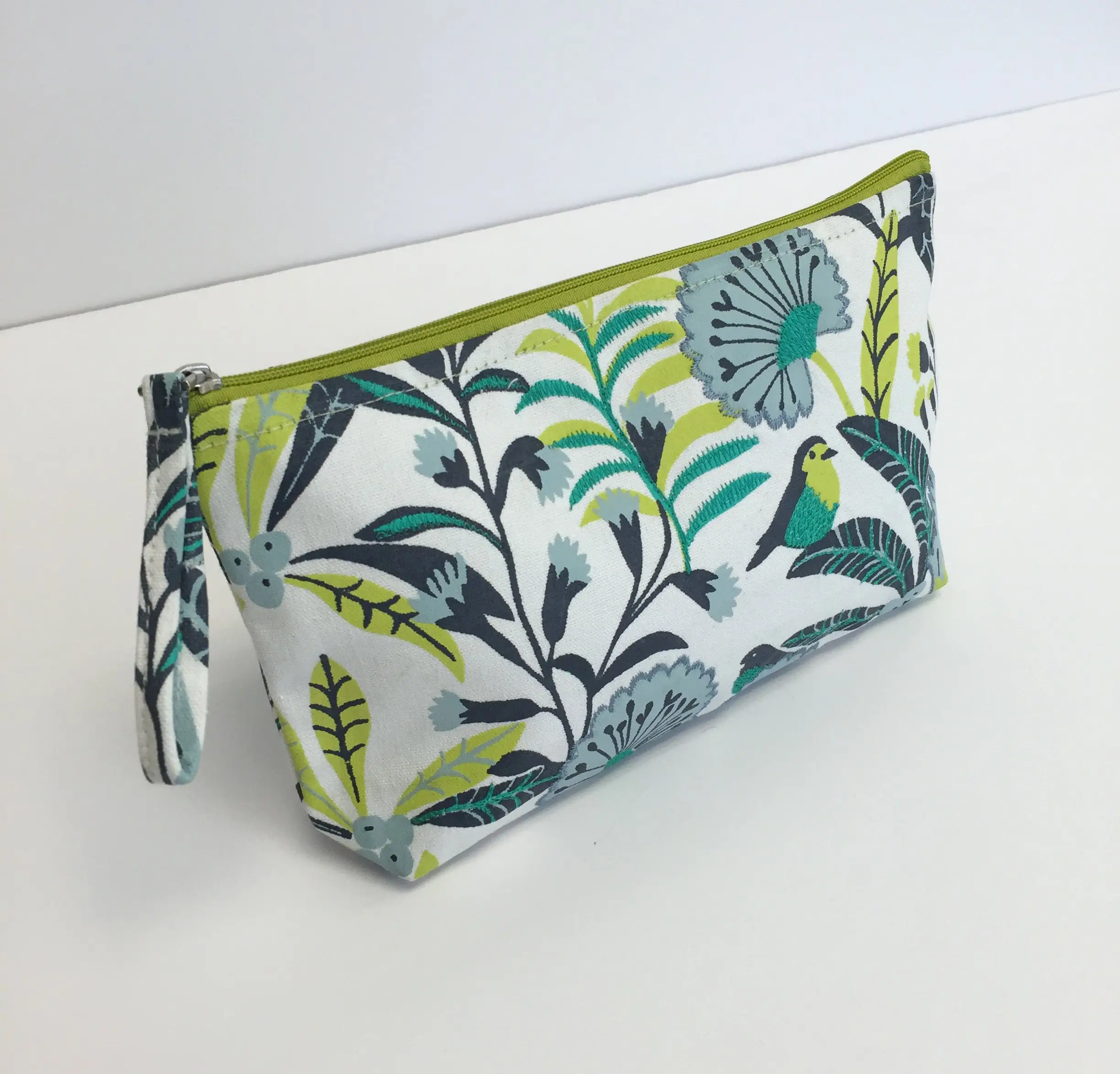 Handmade Embroidered Pouch: Avian Tropics