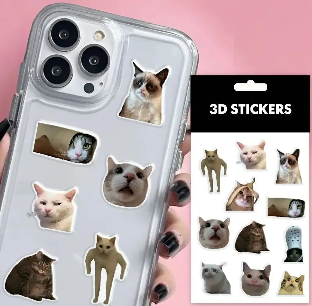 3D стікери "Сats mood mems" Набір 11 стікерів