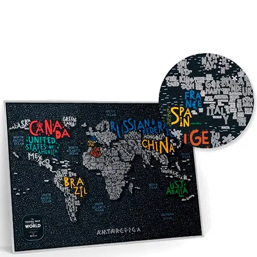 Скретч карта світу "Travel Map LETTERS World" (тубус)