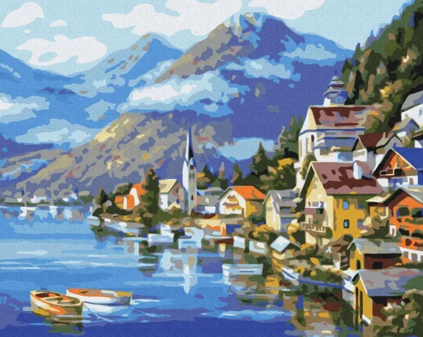 Картина за номерами. Селище у підніжжя гори(309)