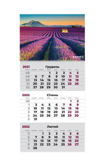 Календар настінний квартальний 2022 р., 1 пружина,...