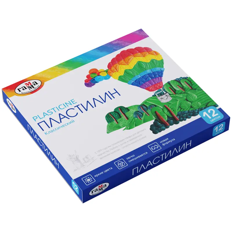 Пластилін "Класичний", кор., стек, 240 г, 12 кол