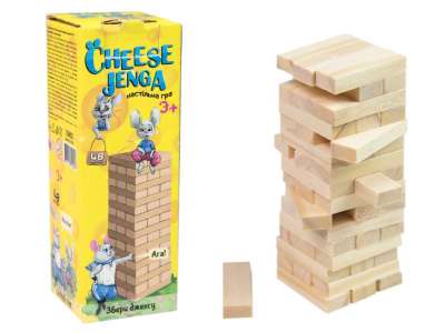 Фото - Настільна гра Strateg Cheese Jenga 48 брусків українською мовою (30718)