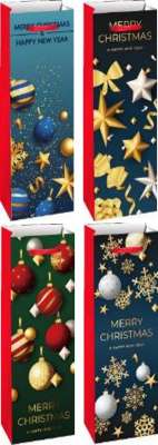 Фото - Пакет паперовий ВOTTLE XMAS 13x8,5x36, 210gsm, асорті /12/