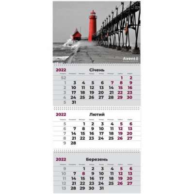 Фото - Календар настінний квартальний 2022 р., 3 пружини, Маяк