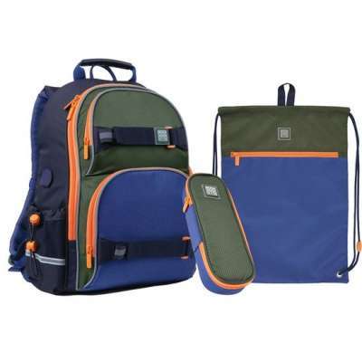 Фото - Набір рюкзак + пенал + сумка для взуття WK 702 синьо-зелений